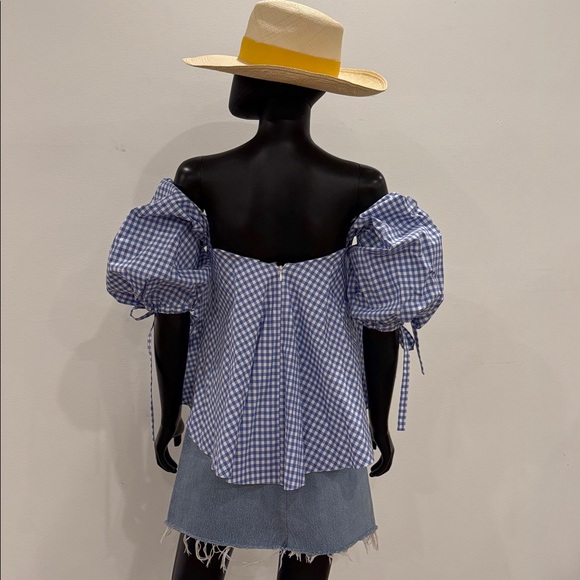 Caroline Constas Gingham Corset Off-Shoulder Top S Bergdorf Goodman Never Worn - Picture 8 of 12